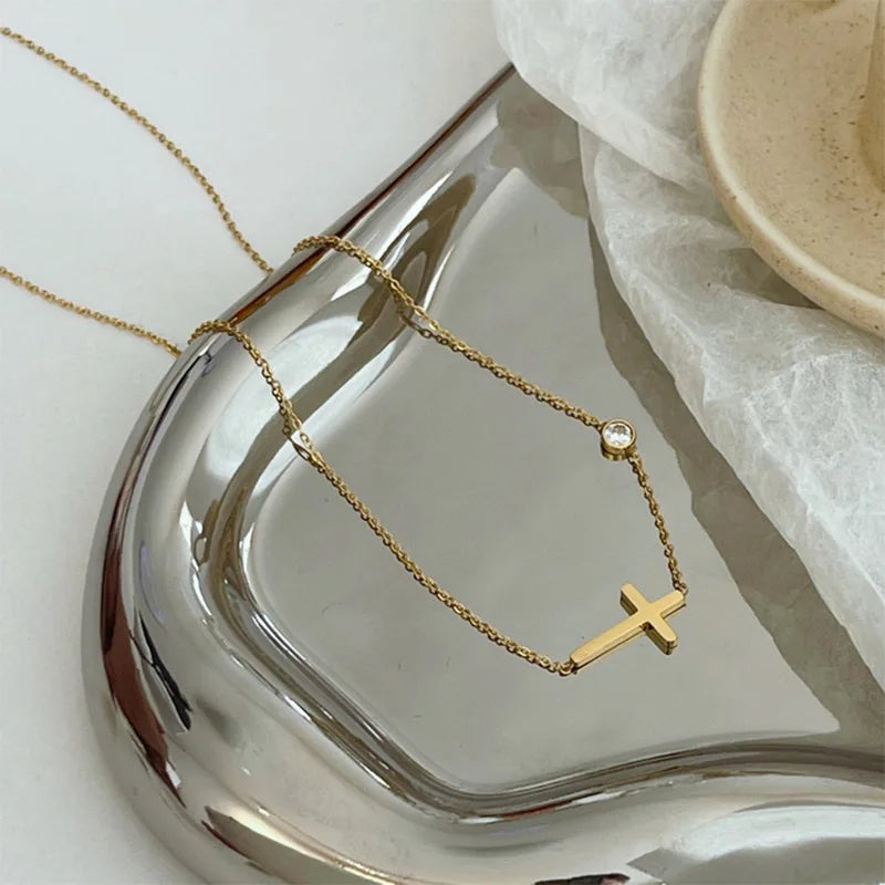 COLLANA PUNTO CROCE ORO PLACCATO 18K