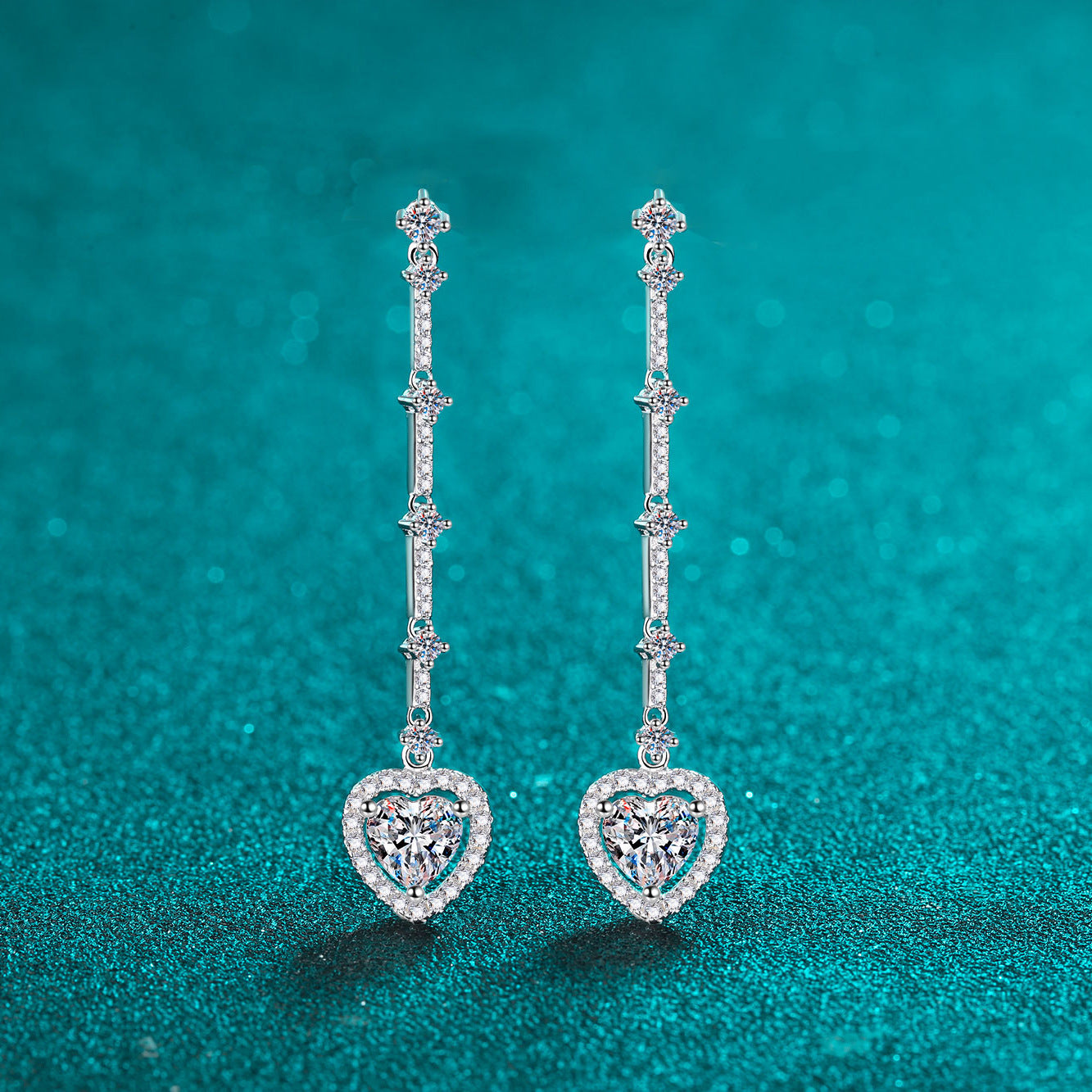 ORECCHINI CUORE ARGENTO MOISSANITE 2 CARATI