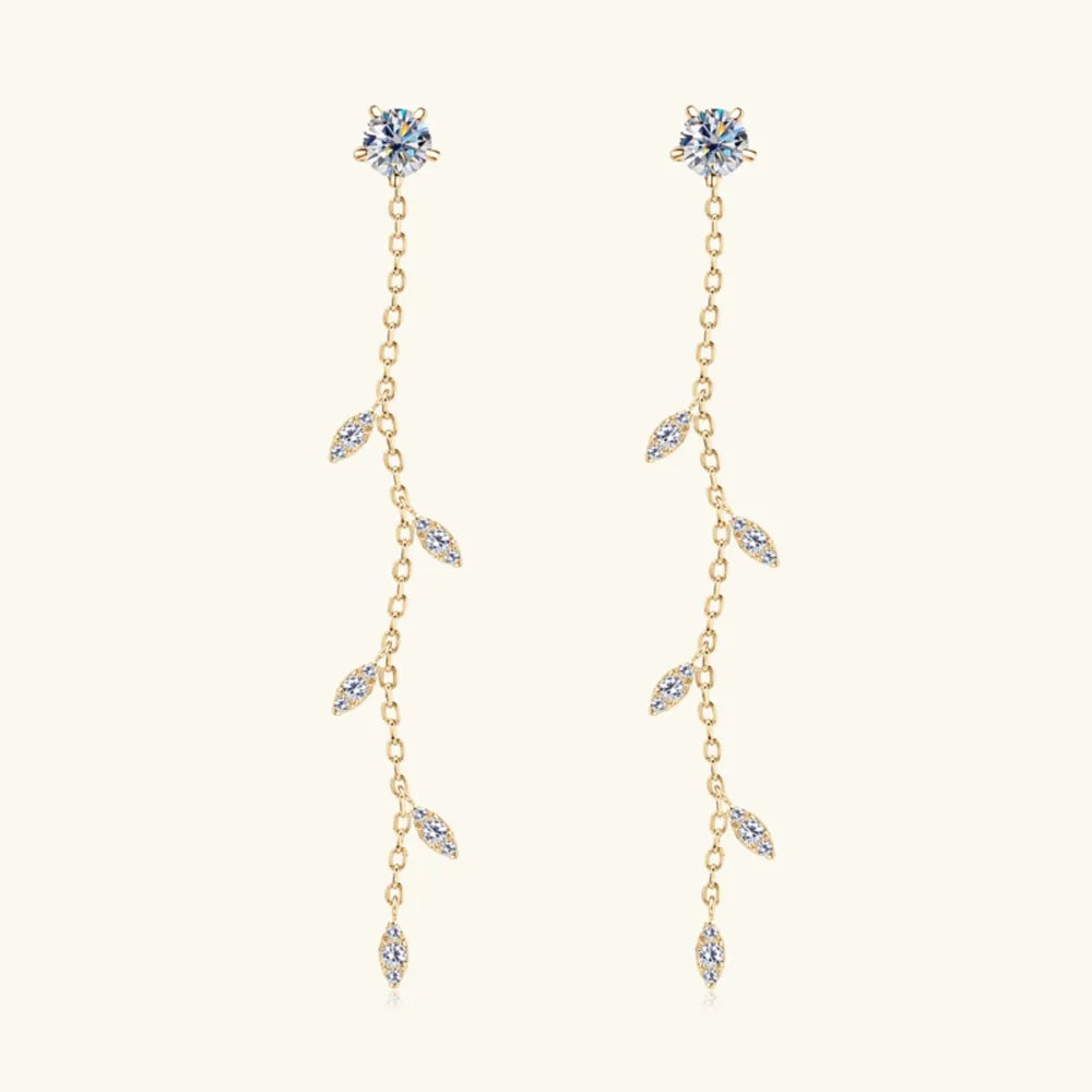 ORECCHINI FOGLIE ARGENTO MOISSANITE 1.38 CARATI
