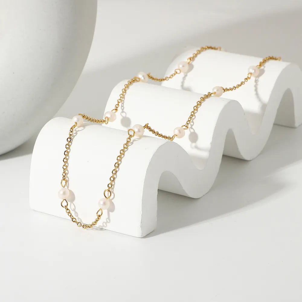 COLLANA PERLA ORO PLACCATO 18K