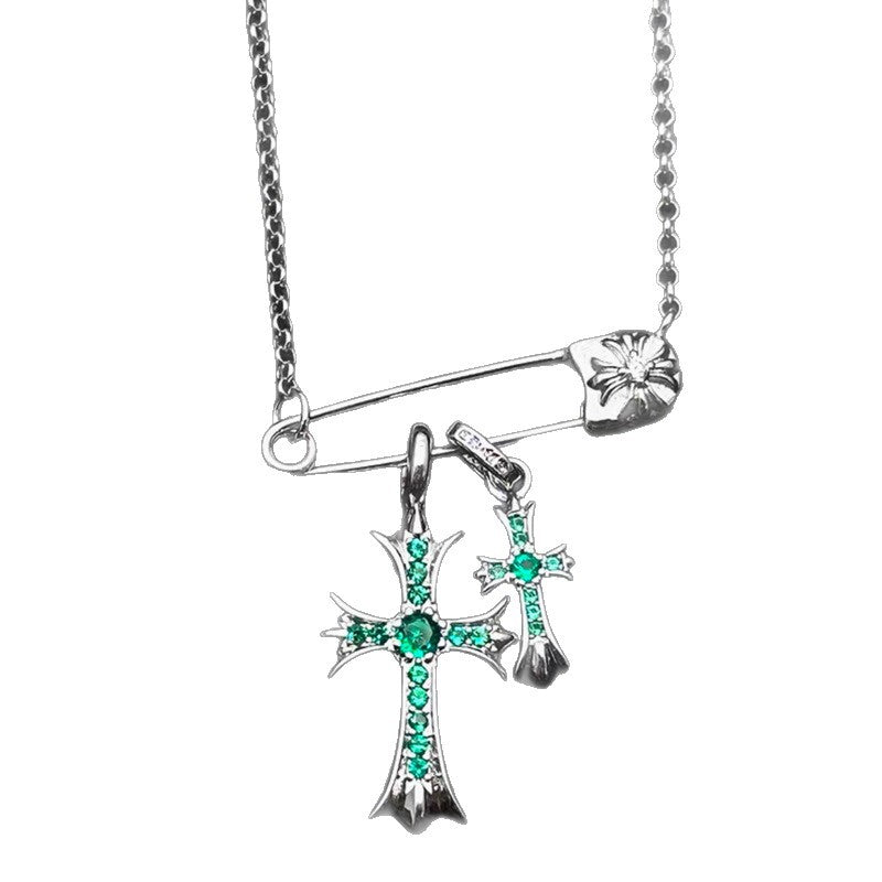 COLLANA DOUBLE CROSS ARGENTO