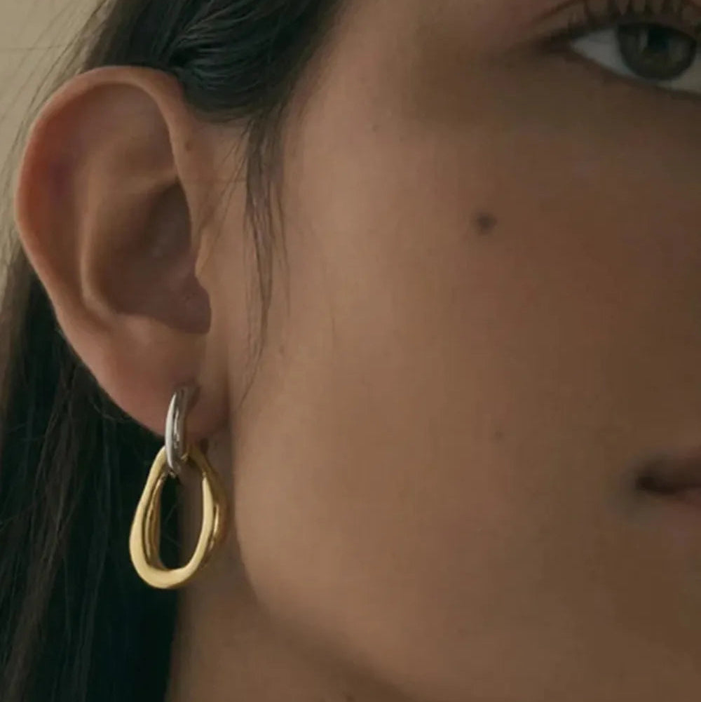 ORECCHINI DUE ANIME PLACCATI ORO 18K