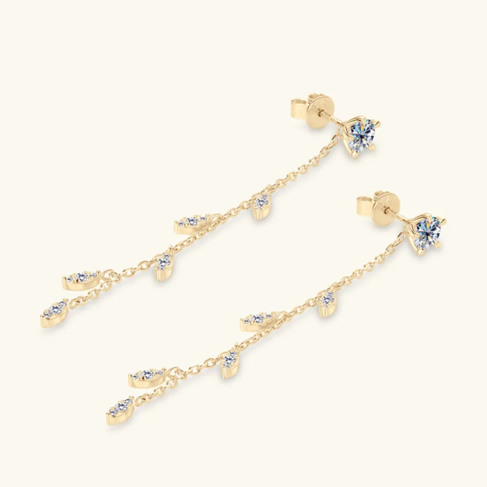 ORECCHINI FOGLIE ARGENTO MOISSANITE 1.38 CARATI
