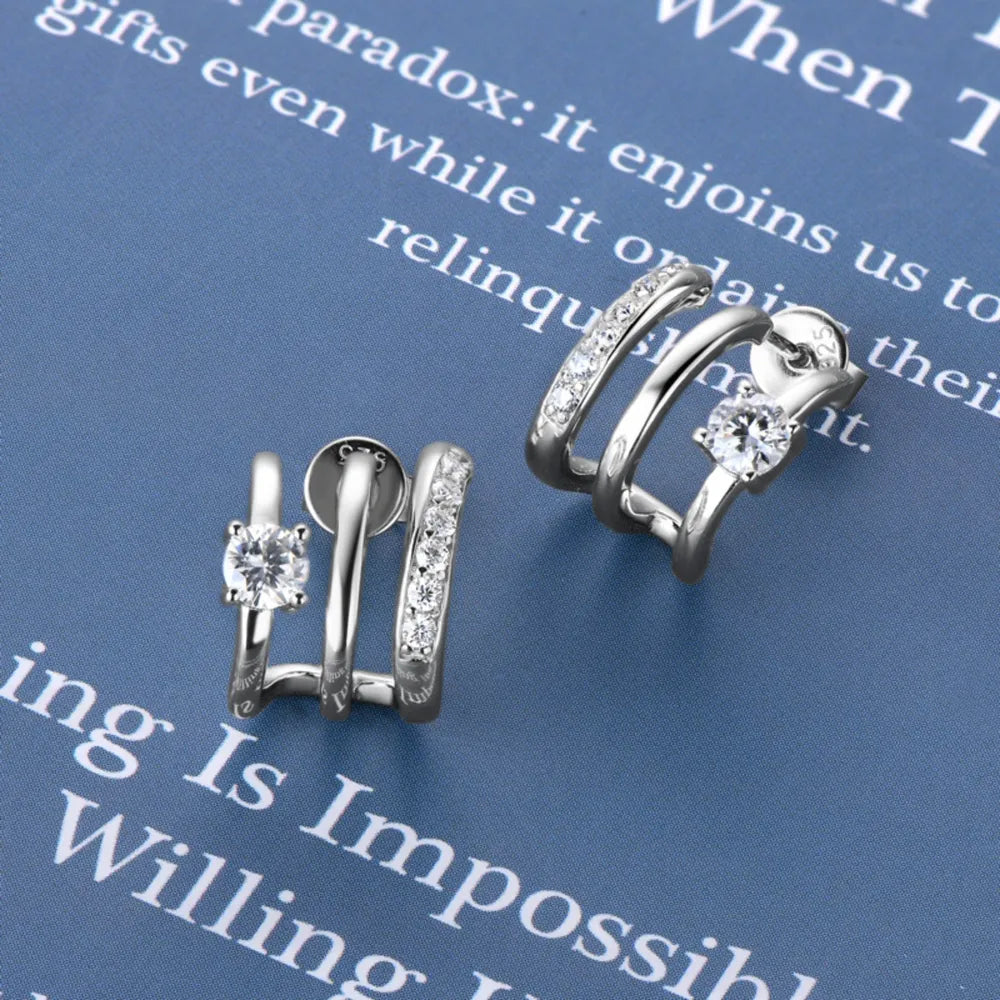ORECCHINI TRIS ARGENTO MOISSANITE