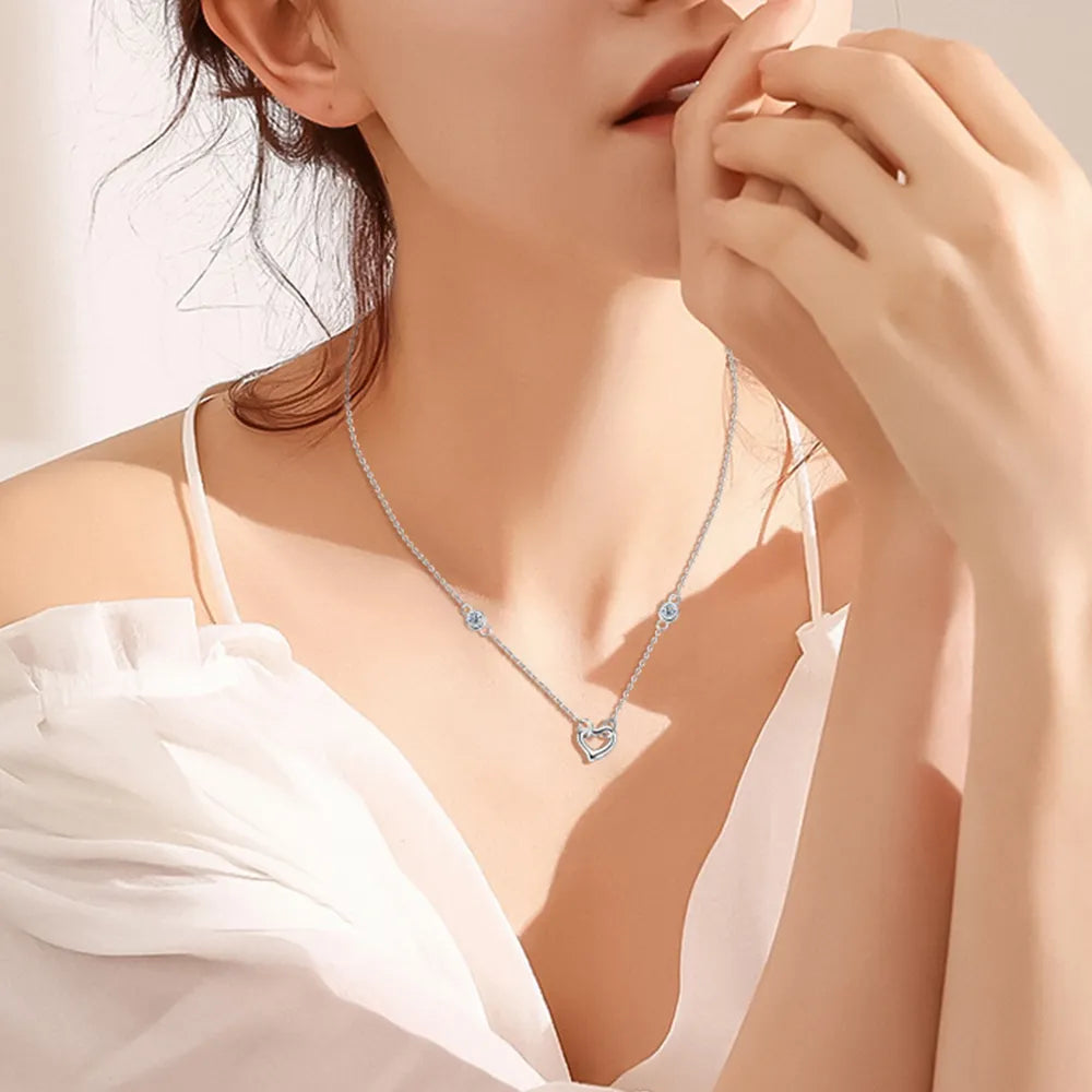 COLLANA HEART ARGENTO MOISSANITE