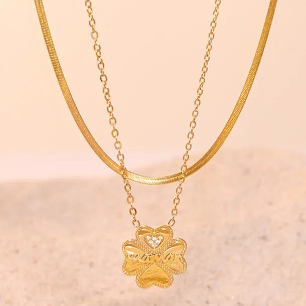COLLANA QUADRIFOGLIO ORO PLACCATO 18K