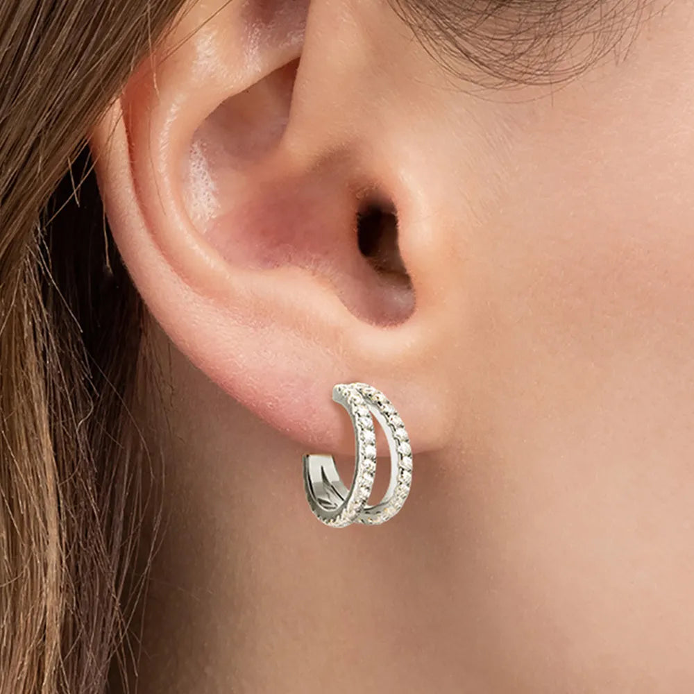 ORECCHINI DOUBLE HOOP ARGENTO MOISSANITE