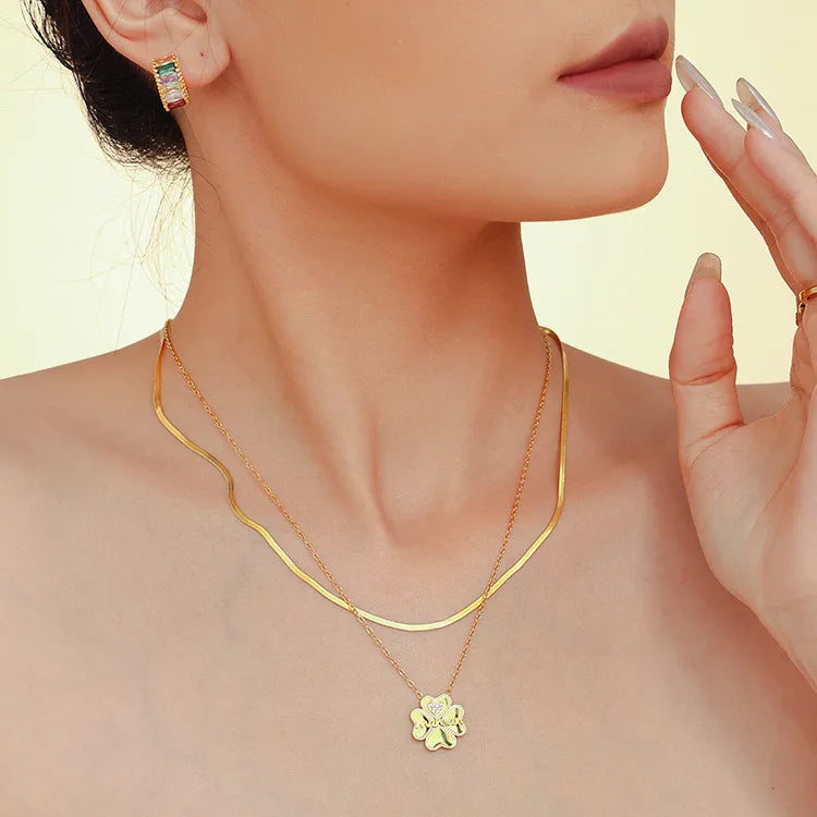 COLLANA QUADRIFOGLIO ORO PLACCATO 18K