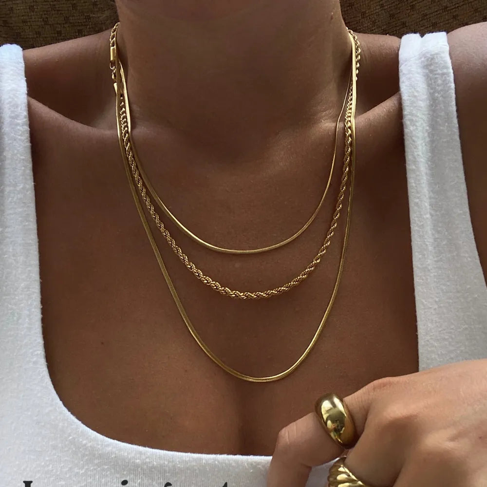 COLLANA TRIS ORO PLACCATO 18K