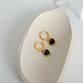 ORECCHINI CUORE NERO ORO PLACCATO 18K