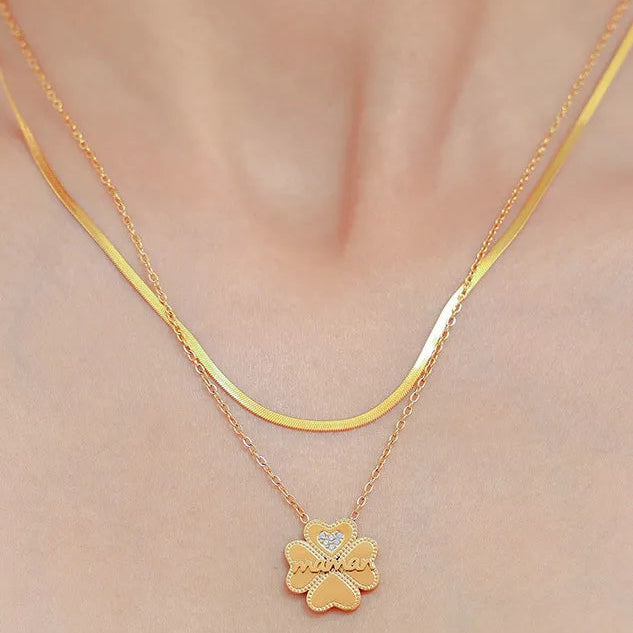 COLLANA QUADRIFOGLIO ORO PLACCATO 18K