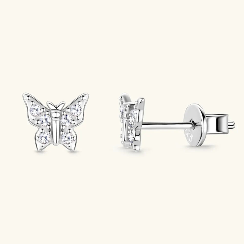 ORECCHINI FARFALLA ARGENTO MOISSANITE