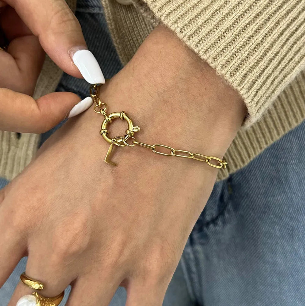 BRACCIALE LETTER PLACCATO ORO 18K