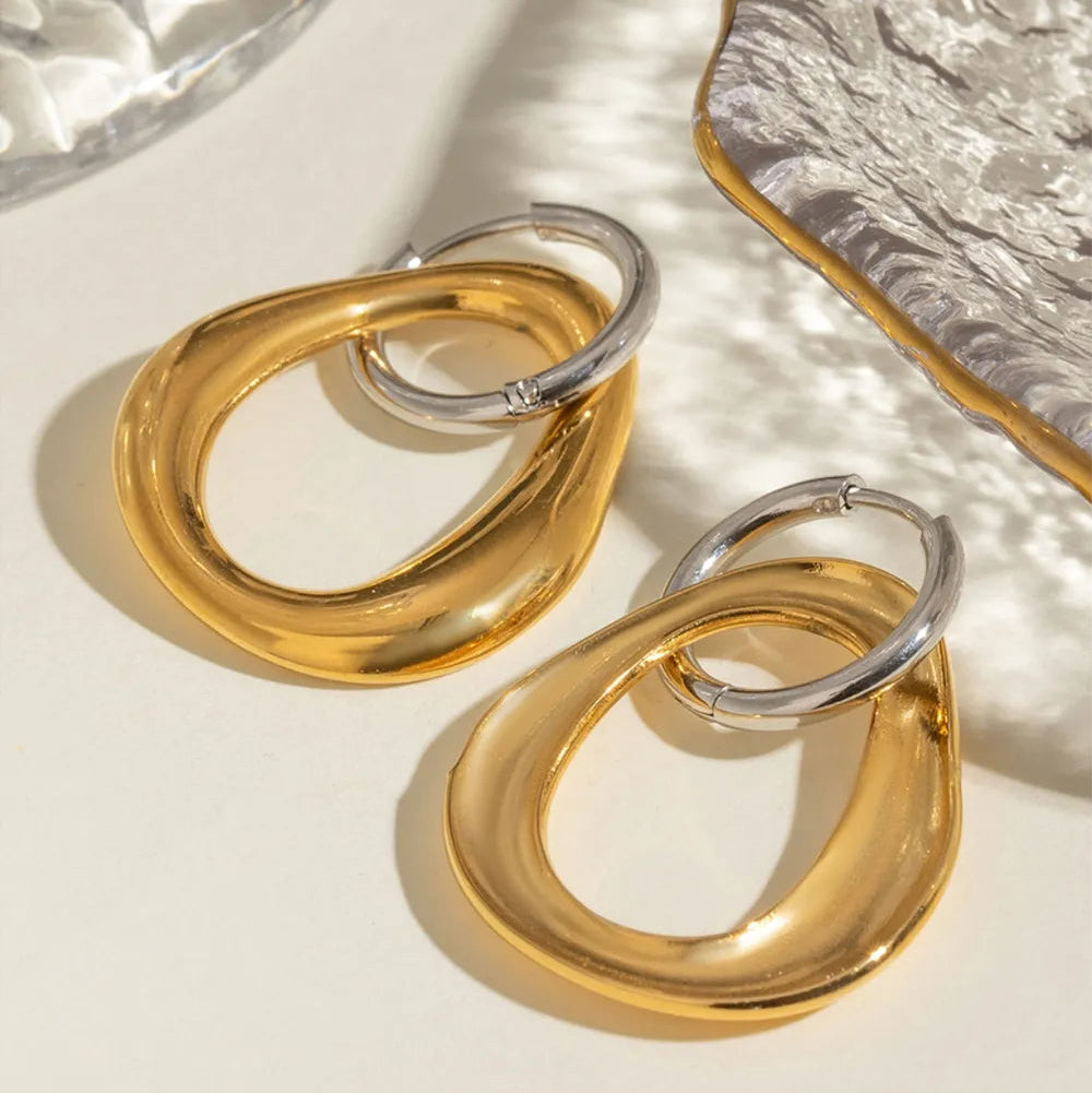 ORECCHINI DUE ANIME PLACCATI ORO 18K