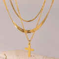 COLLANA THREE CROSS ORO PLACCATO 18K