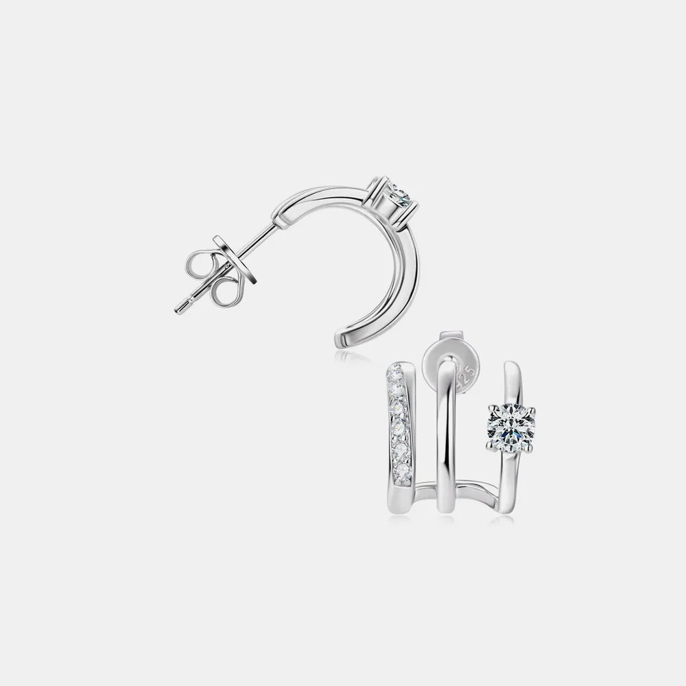 ORECCHINI TRIS ARGENTO MOISSANITE