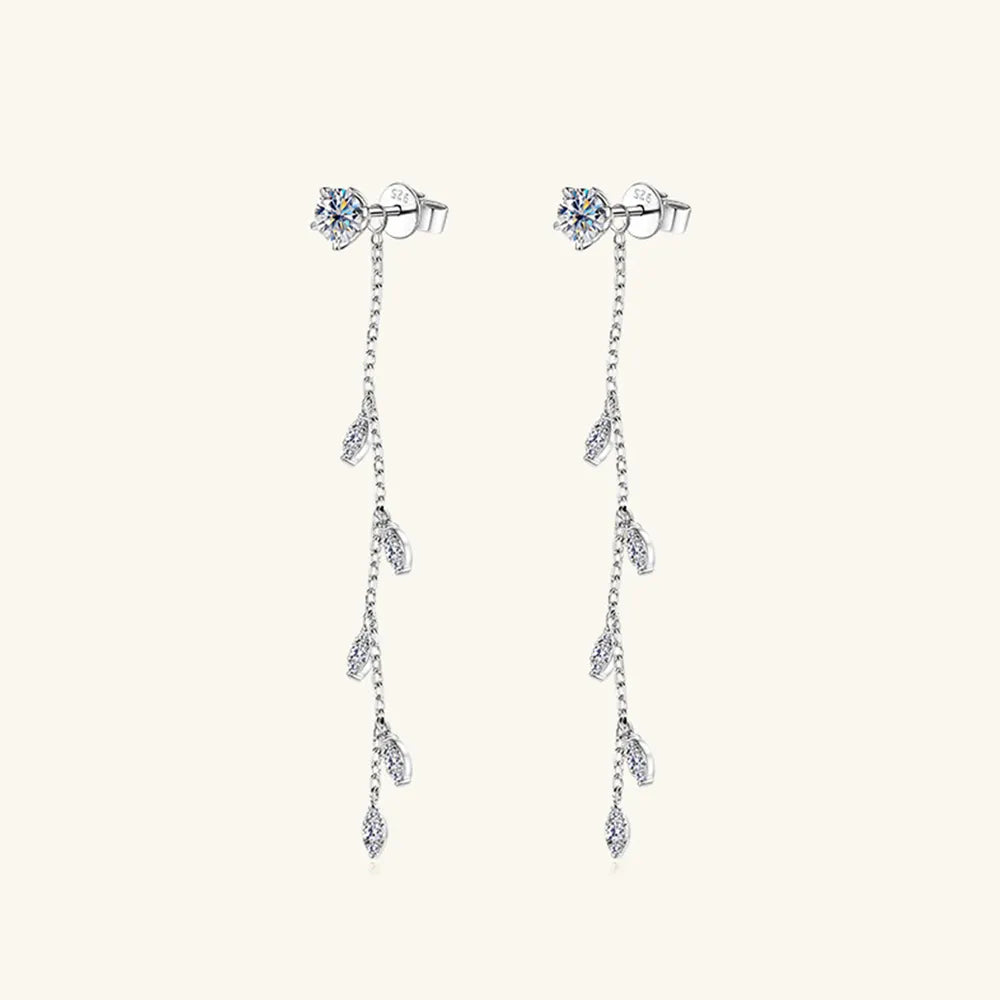 ORECCHINI FOGLIE ARGENTO MOISSANITE 1.38 CARATI
