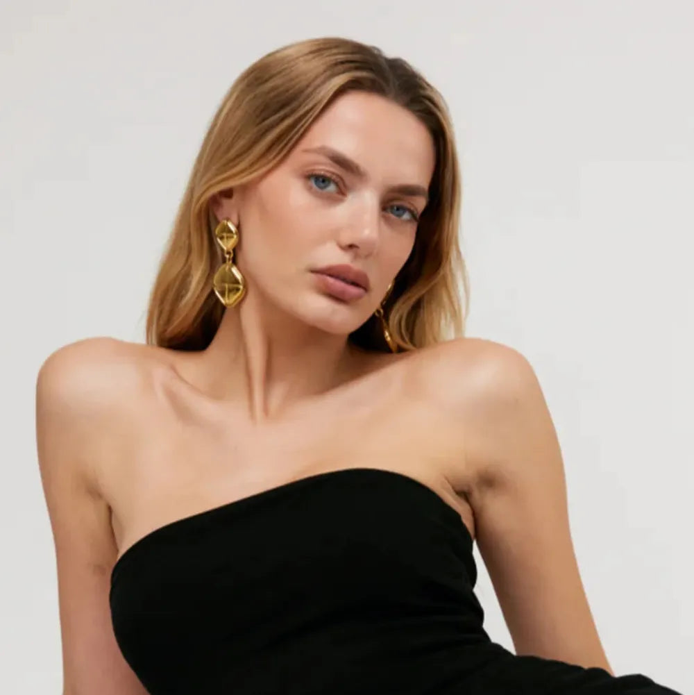 ORECCHINI SQUARE ORO PLACCATO 18K