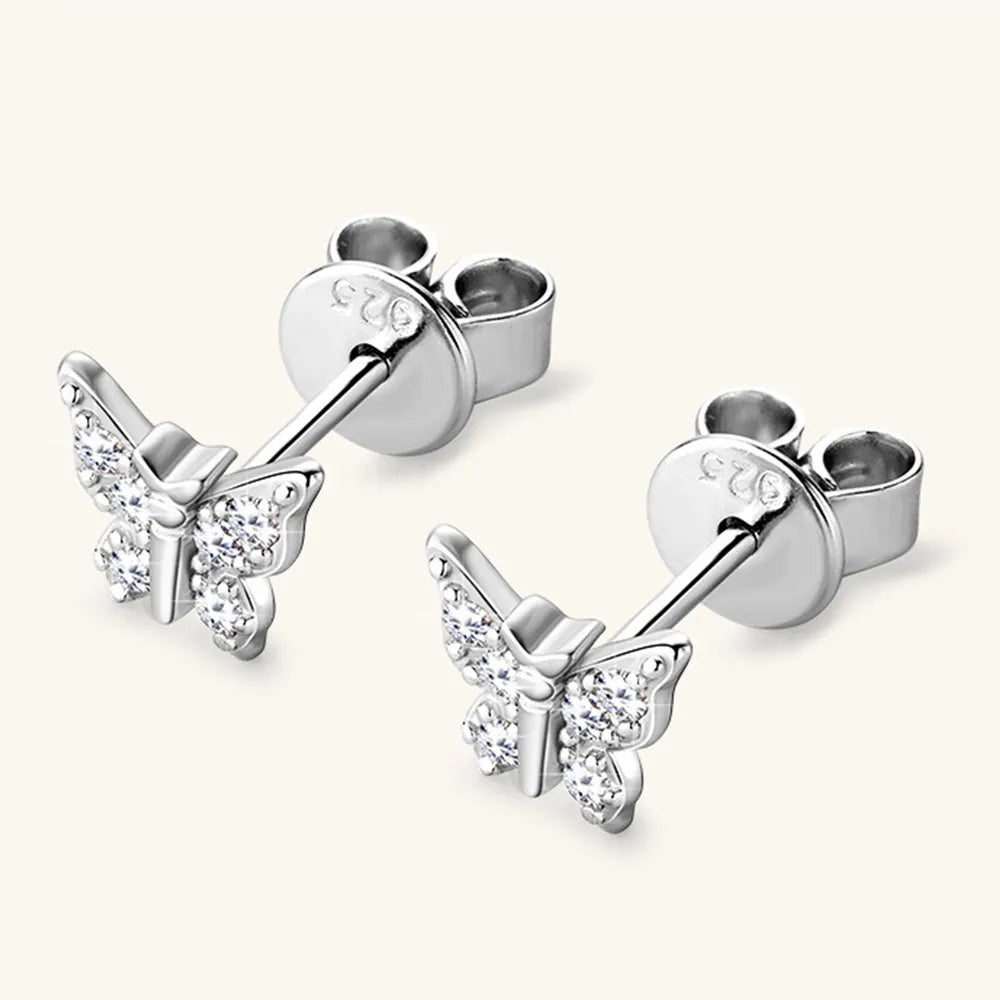 ORECCHINI FARFALLA ARGENTO MOISSANITE
