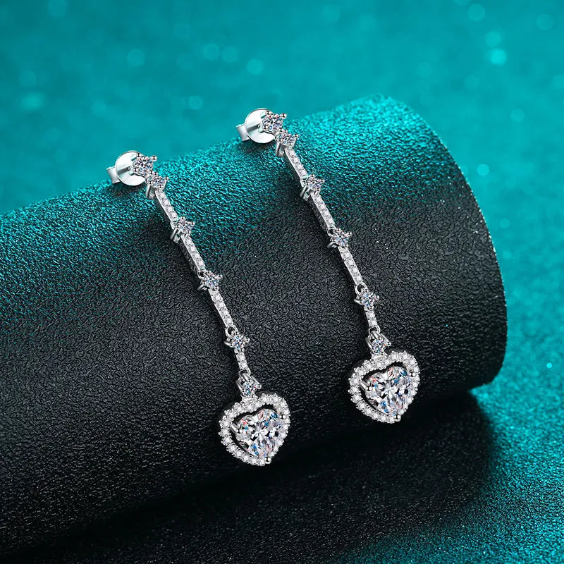 ORECCHINI CUORE ARGENTO MOISSANITE 2 CARATI