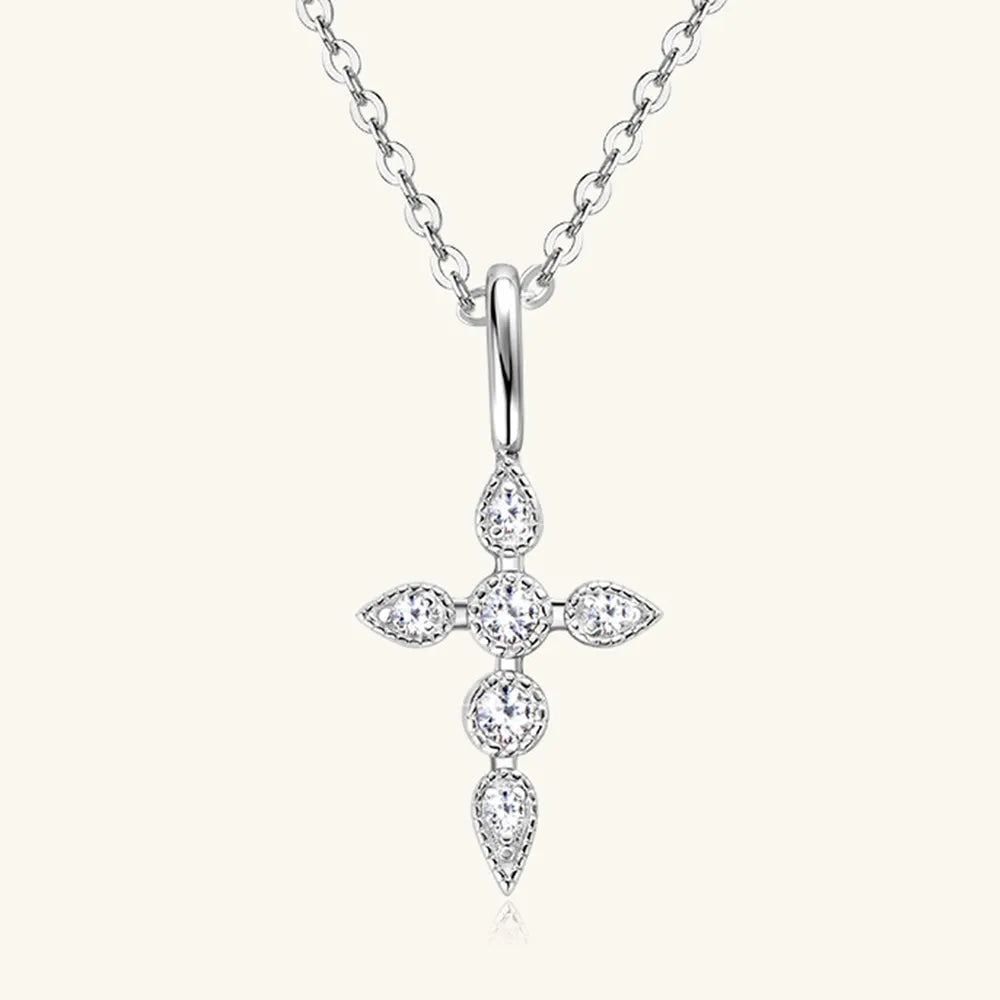 COLLANA CROCE ARGENTO MOISSANITE