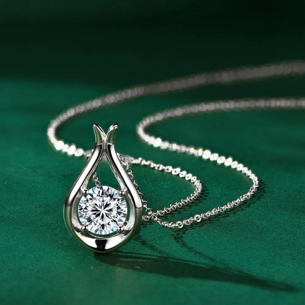 COLLANA GOCCIA ARGENTO MOISSANITE 2 CARATI