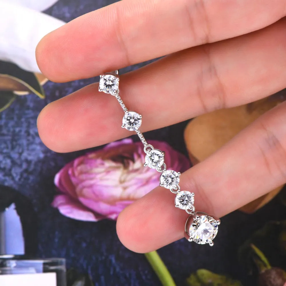 ORECCHINI FILO ARGENTO MOISSANITE 4 CARATI