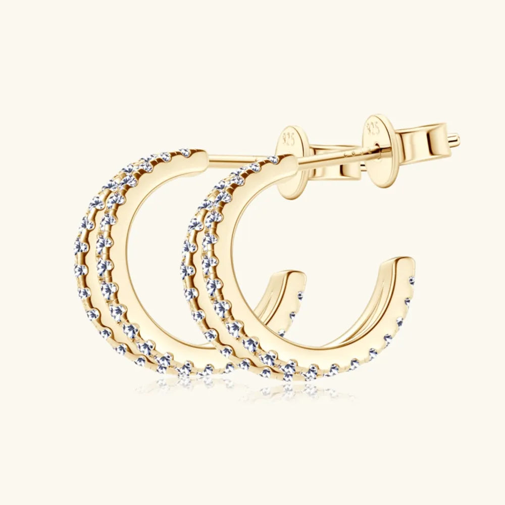 ORECCHINI DOUBLE HOOP ARGENTO MOISSANITE