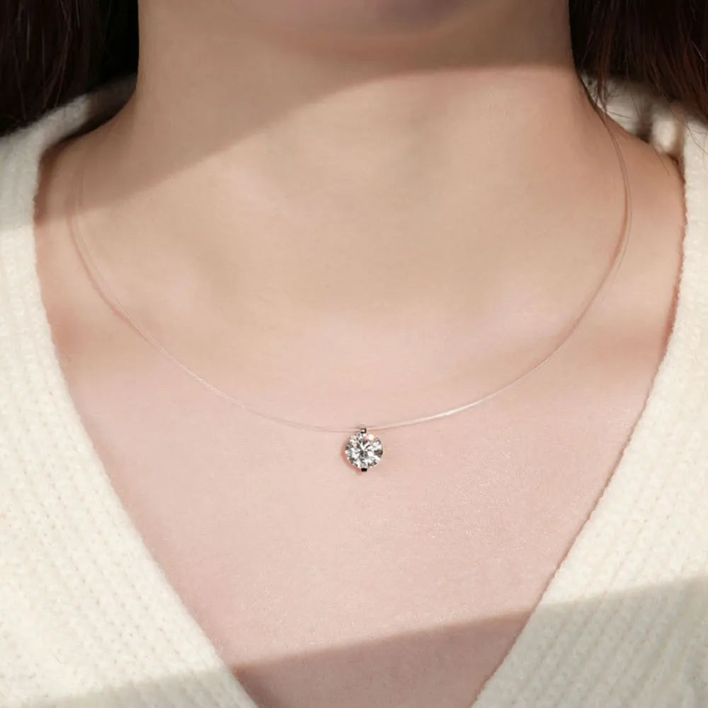 COLLANA ROUND ARGENTO MOISSANITE 1 CARATO