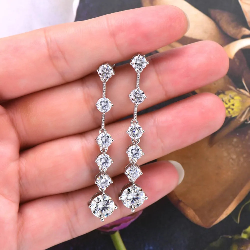ORECCHINI FILO ARGENTO MOISSANITE 4 CARATI