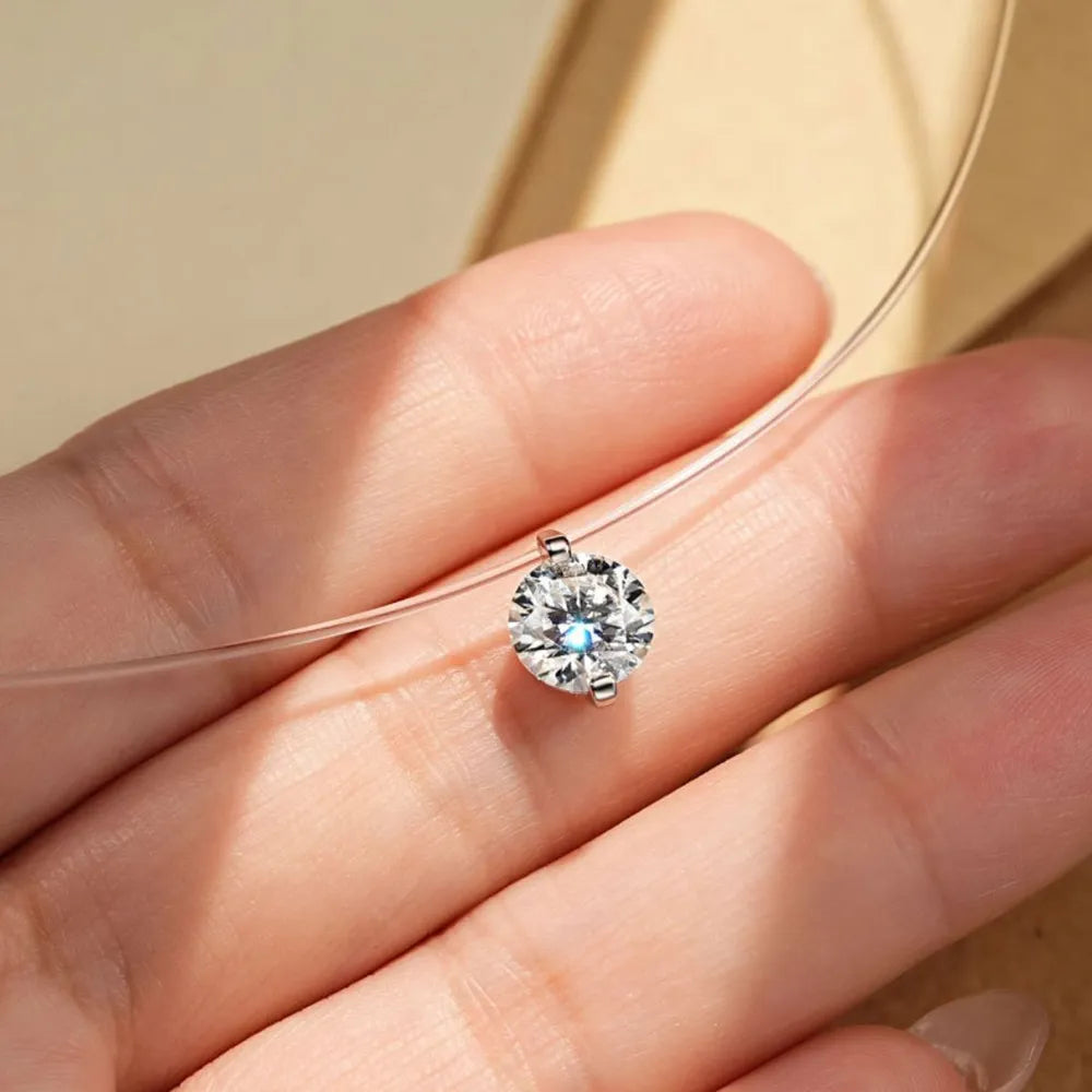 COLLANA ROUND ARGENTO MOISSANITE 1 CARATO