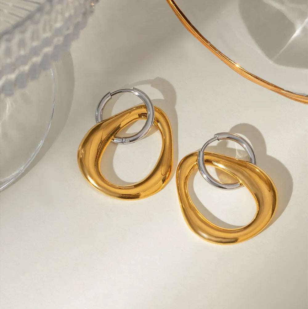 ORECCHINI DUE ANIME PLACCATI ORO 18K