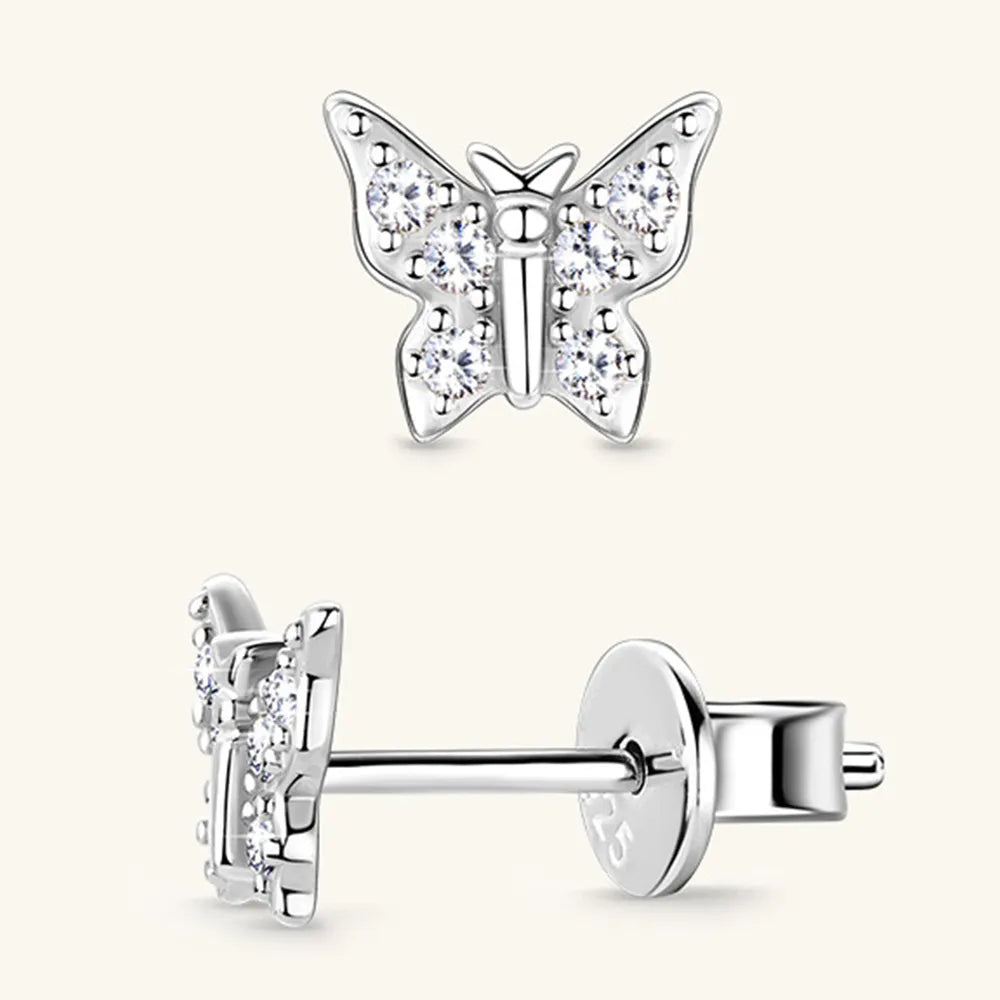 ORECCHINI FARFALLA ARGENTO MOISSANITE