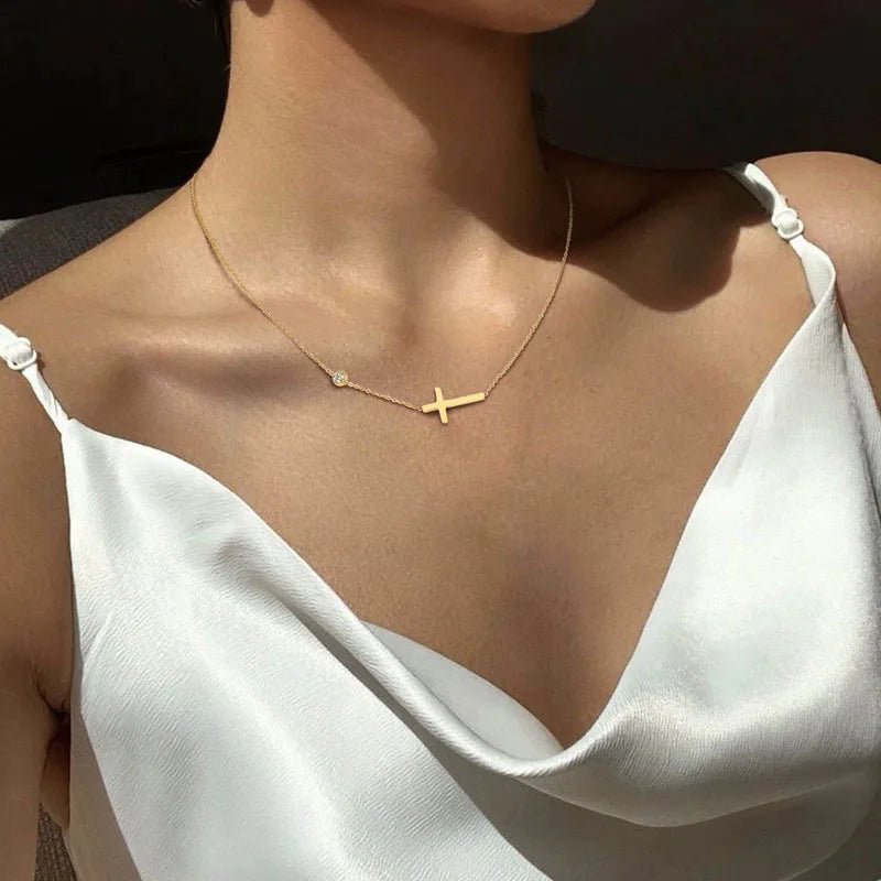 COLLANA PUNTO CROCE ORO PLACCATO 18K