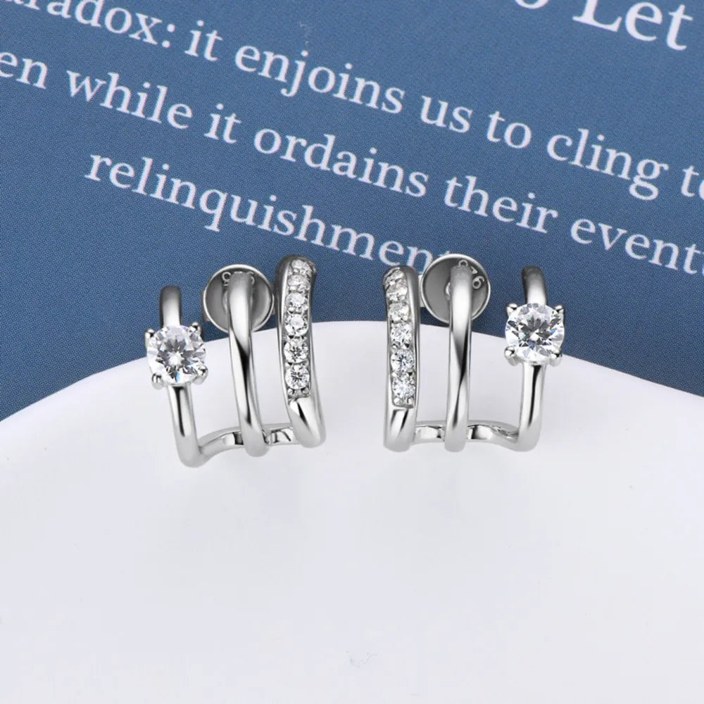 ORECCHINI TRIS ARGENTO MOISSANITE