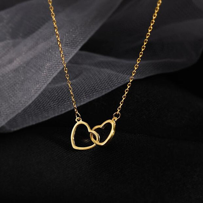 COLLANA DOPPIO CUORE ARGENTO