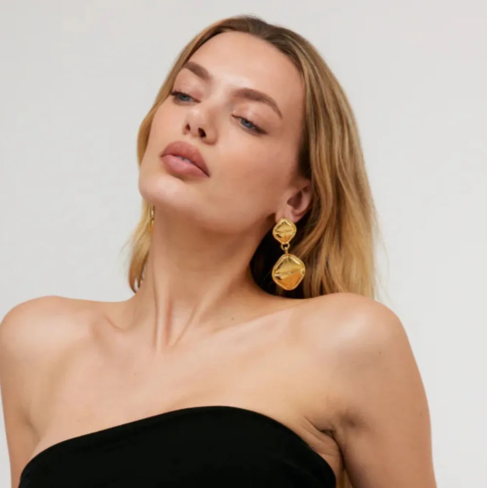 ORECCHINI SQUARE ORO PLACCATO 18K