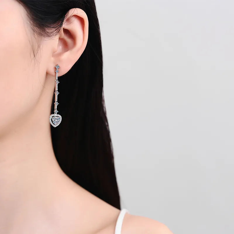 ORECCHINI CUORE ARGENTO MOISSANITE 2 CARATI