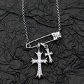 COLLANA DOUBLE CROSS ARGENTO
