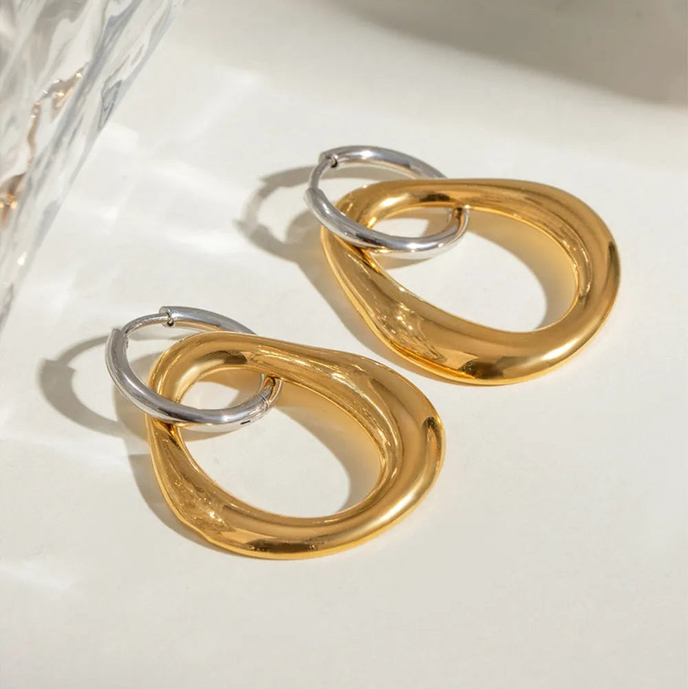 ORECCHINI DUE ANIME PLACCATI ORO 18K