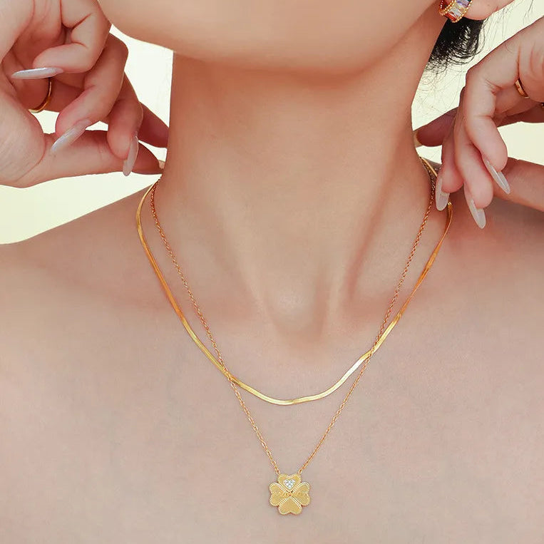 COLLANA QUADRIFOGLIO ORO PLACCATO 18K
