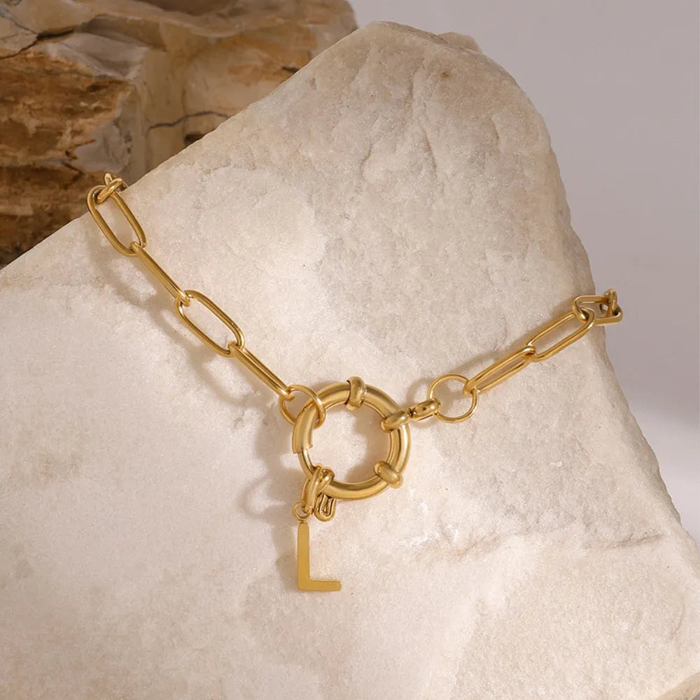 BRACCIALE LETTER PLACCATO ORO 18K