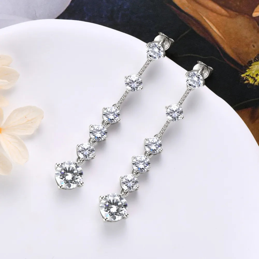 ORECCHINI FILO ARGENTO MOISSANITE 4 CARATI
