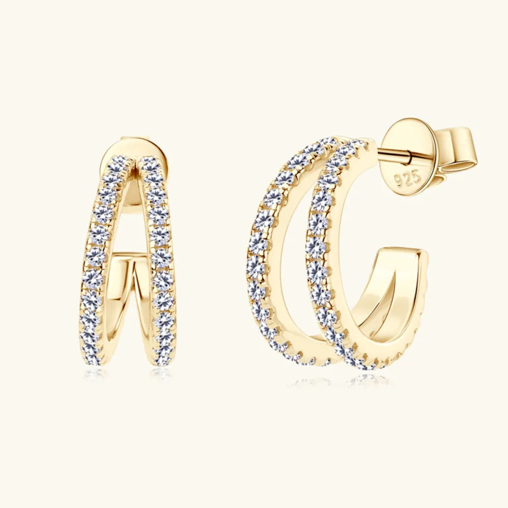ORECCHINI DOUBLE HOOP ARGENTO MOISSANITE