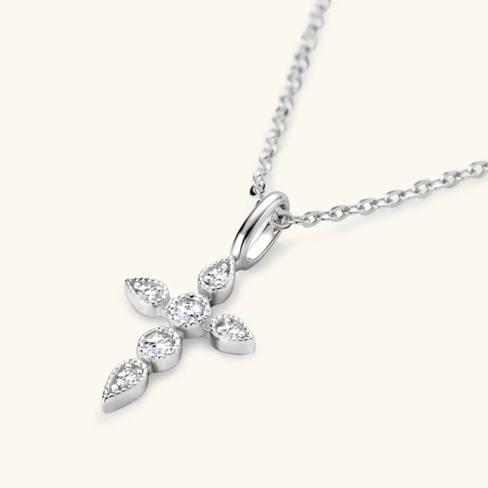COLLANA CROCE ARGENTO MOISSANITE