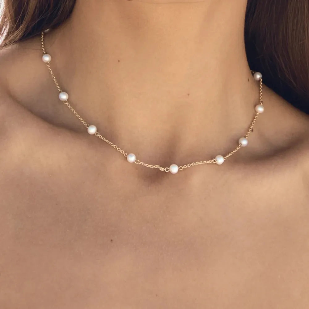 COLLANA PERLA ORO PLACCATO 18K