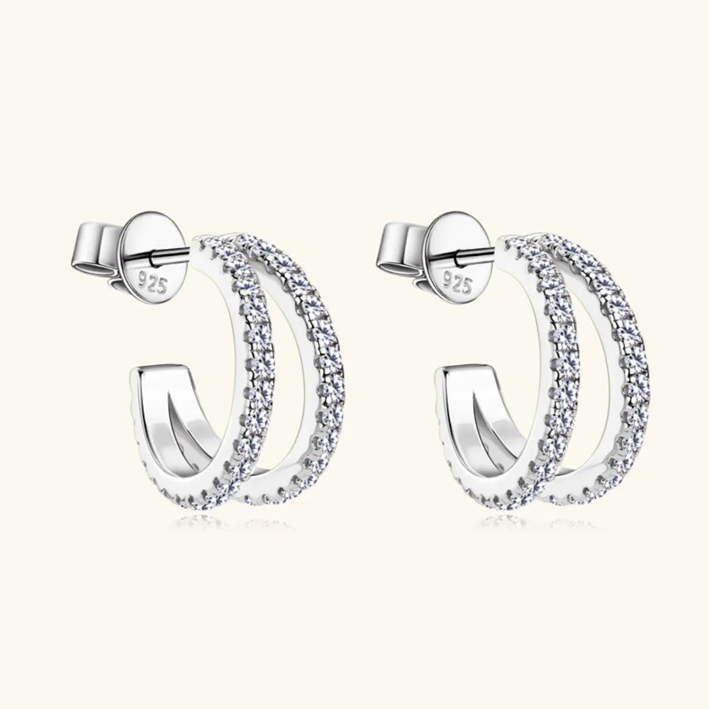 ORECCHINI DOUBLE HOOP ARGENTO MOISSANITE