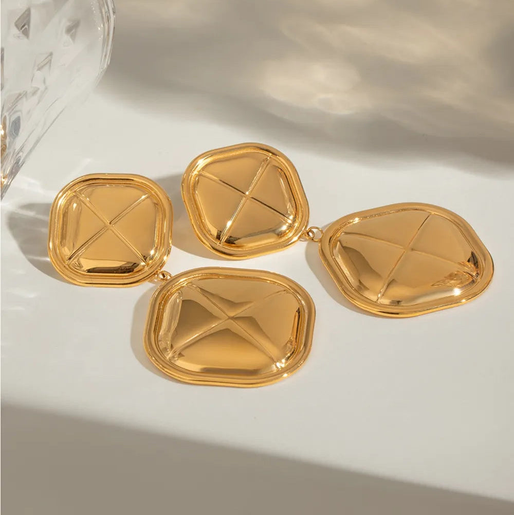 ORECCHINI SQUARE ORO PLACCATO 18K