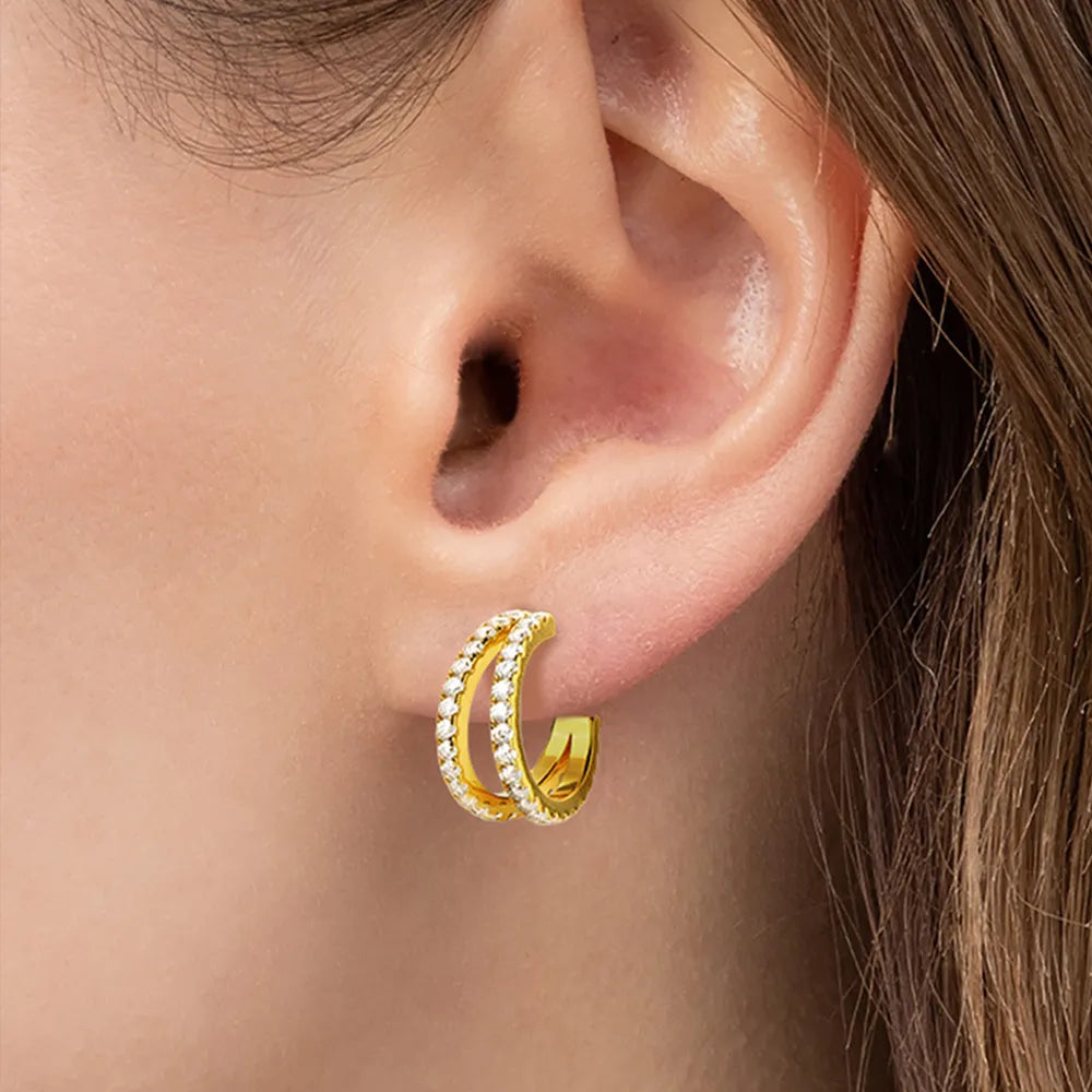 ORECCHINI DOUBLE HOOP ARGENTO MOISSANITE
