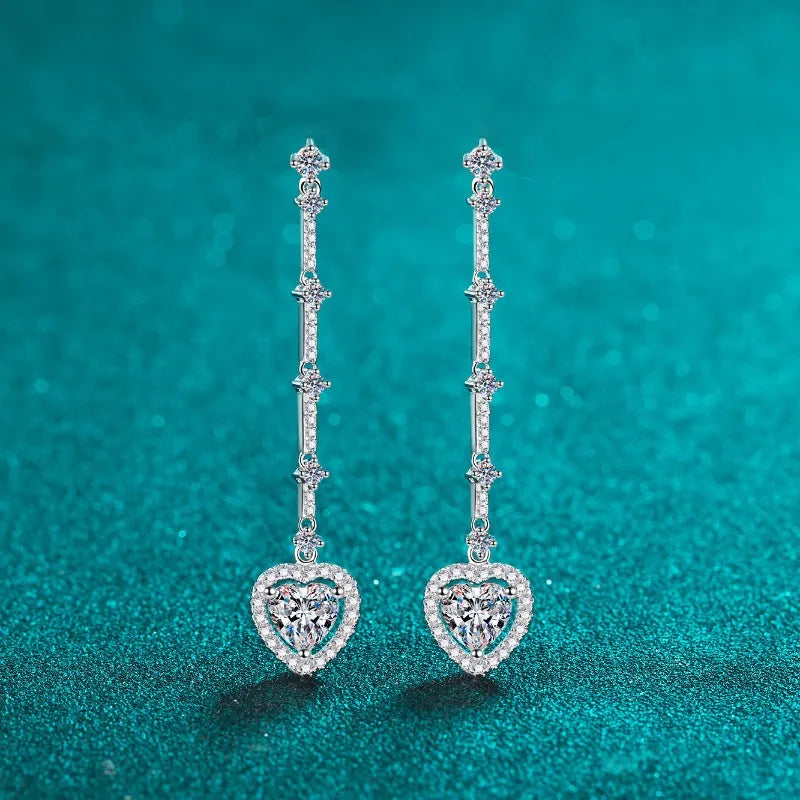 ORECCHINI CUORE ARGENTO MOISSANITE 2 CARATI